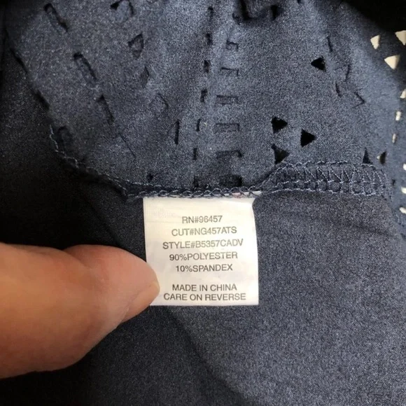 𝅺EYESHADOW - Midnight Blue Chevron Cut-Out Design Faux-Suede Top - Size 2X - Picture 5 of 5